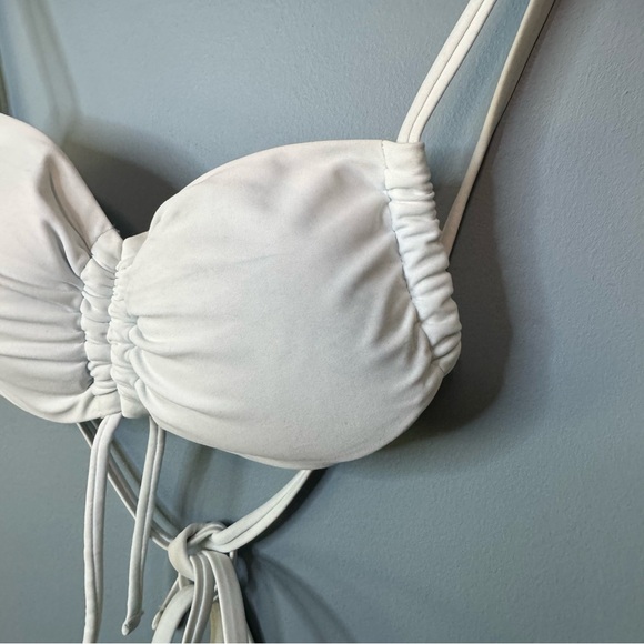 Aerie Ruched Bandeau Bikini Top in Lace Blue. NWT. Size XS - Picture 6 of 15